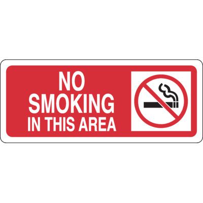 No Smoking in This Area Sign (White on Red)