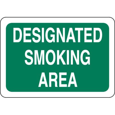 Designated Smoking Area Sign Green Background with White Text