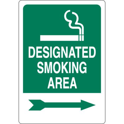 Designated Smoking Area Sign (Right Arrow)