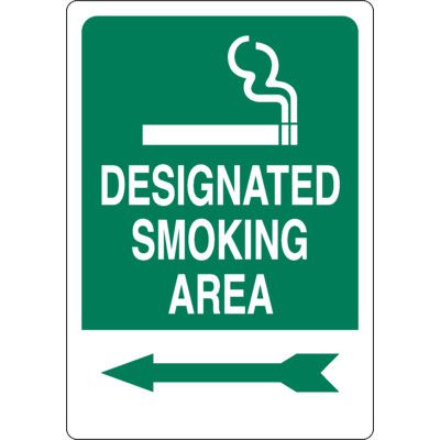 Designated Smoking Area Sign (Left Arrow)