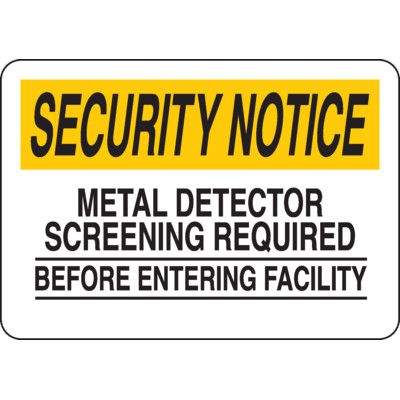 Metal Detector Screening Required Sign