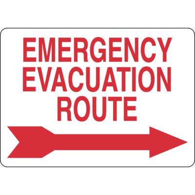 Emergency Evacuation Route (Right Arrow) Sign