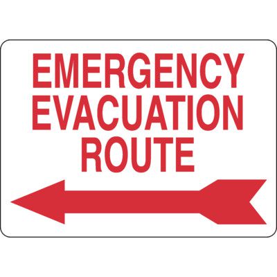 Emergency Evacuation Route (Left Arrow) Sign