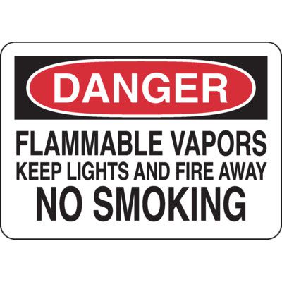 Danger Flammable Vapors No Smoking Sign