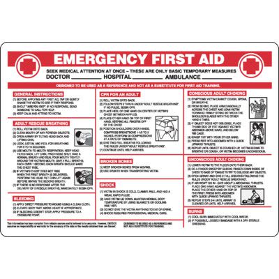Emergency First Aid Instructions Sign