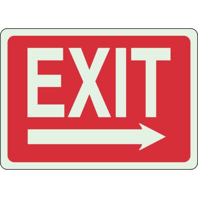 Glow in the Dark Exit Signs - Right Arrow