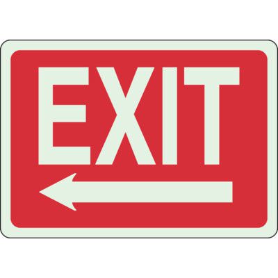 Glow in the Dark Exit Signs - Left Arrow