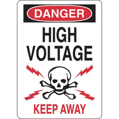 High Voltage Keep Away Danger Sign with Symbol