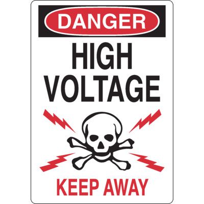 High Voltage Keep Away Danger Sign with Symbol