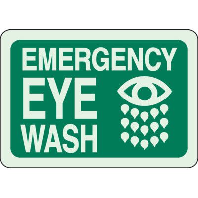 Glow in the Dark Emergency Eye Wash Sign