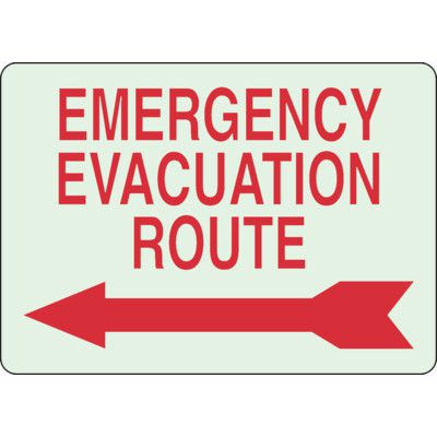 Glow In The Dark Emergency Evacuation Route Sign (Left Right)