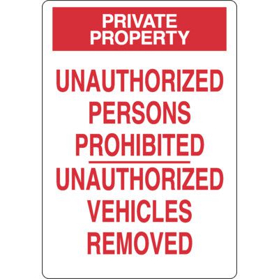 Private Property Signs - Unauthorized Persons