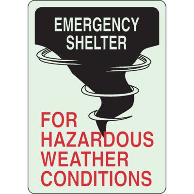 Glow In The Dark Emergency Shelter Sign