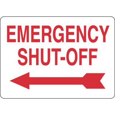 Emergency Shut-Off Sign (Left Arrow)
