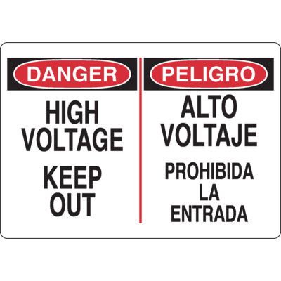 Bilingual Danger Signs - High Voltage Keep Out