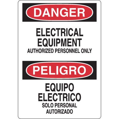 Bilingual Danger Signs - Electrical Equipment