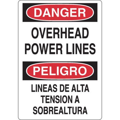 Bilingual Danger Signs - Overhead Power Lines