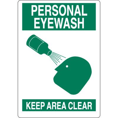 Personal Eyewash Keep area Clear Sign
