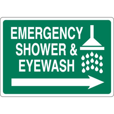 Emergency Shower & Eyewash Signs - Right Arrow