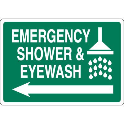 Emergency Shower & Eyewash Signs - Left Arrow