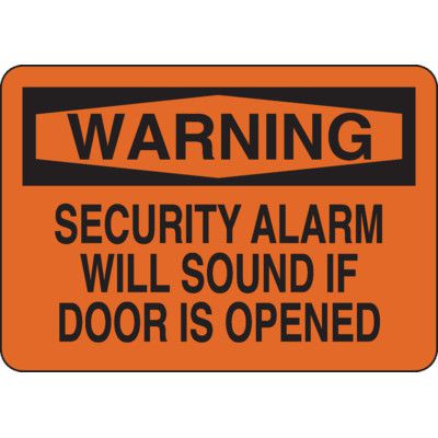 Warning Security Alarm Will Sound Sign