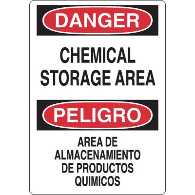 Bilingual Danger Chemical Storage Area Sign