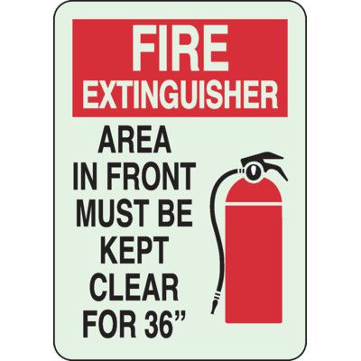 Keep Clear Of Fire Extinguisher- Fire Equipment Glow Signs