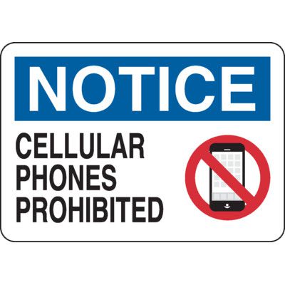 Notice Signs - Cellular Phones Prohibited