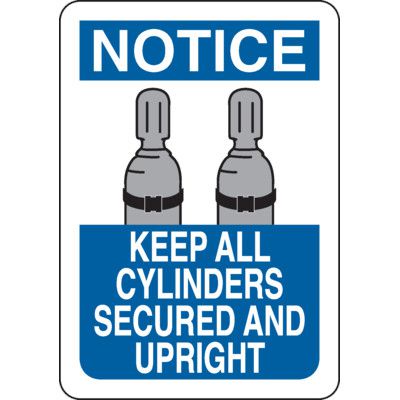 Notice Keep All Cylinders Upright Sign