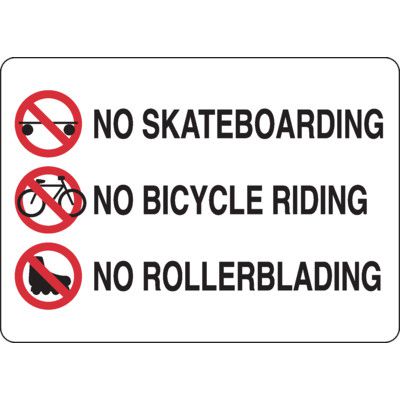 No Skateboarding, Bicycle Riding, Rollerblading Sign