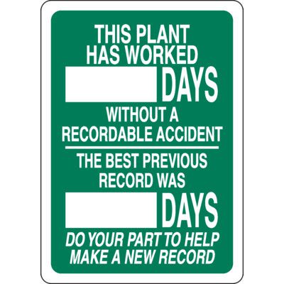 Plant Accident Free Scoreboard Sign