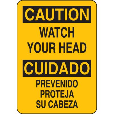 Bilingual Caution Signs - Watch Your Head