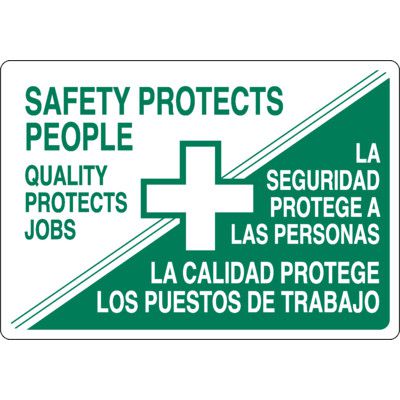 Bilingual Safety Protects People Sign