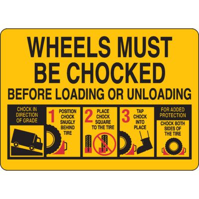 Wheels Must Be Chocked Graphic Sign
