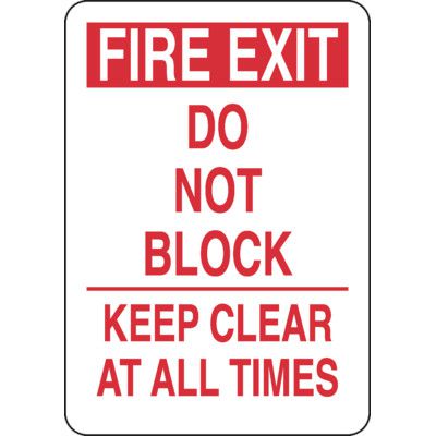 Glow In The Dark Fire Exit Sign - Do Not Block Keep Clear At All Times