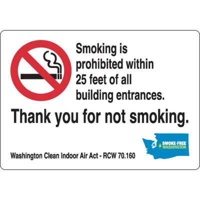 Washington State Thank You For Not Smoking Sign