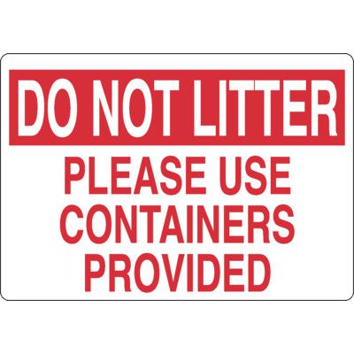 Do Not Litter Trash Sign