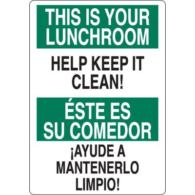 Bilingual Keep Lunchroom Clean Sign