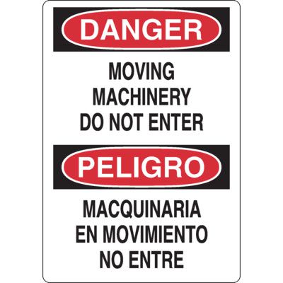 Bilingual Danger Signs - Moving Machinery Do Not Enter