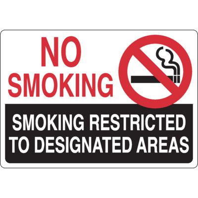 Smoking Restricted To Designated Areas Sign