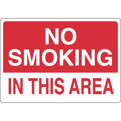 No Smoking In  This Area Sign - Red/White