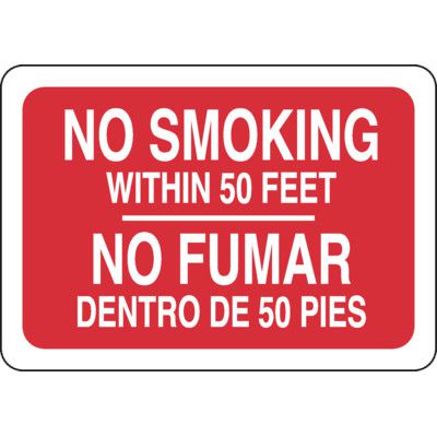 Bilingual No Smoking Within 50 Feet Sign