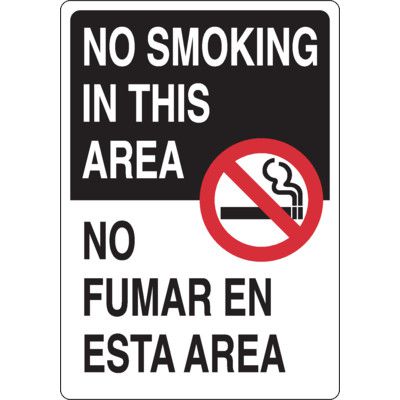 Bilingual No Smoking in this Area Sign