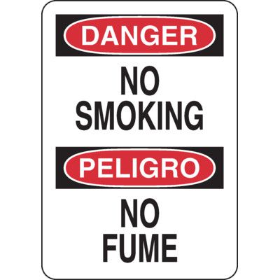Bilingual Danger Signs - No Smoking