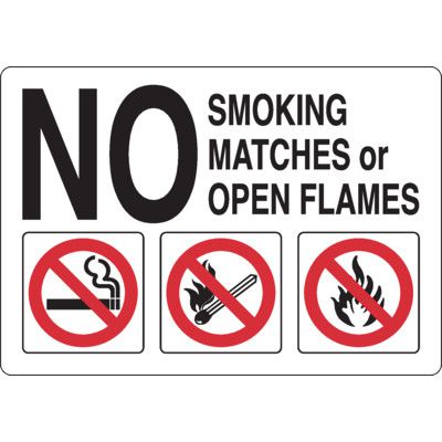 No Smoking, Matches, Or Open Flames Sign