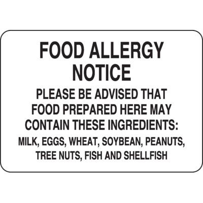 Food Allergy Notice - Food Allergy Signs