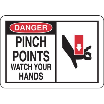 Safety Alert Signs - Danger Pinch Points Watch Your Hands