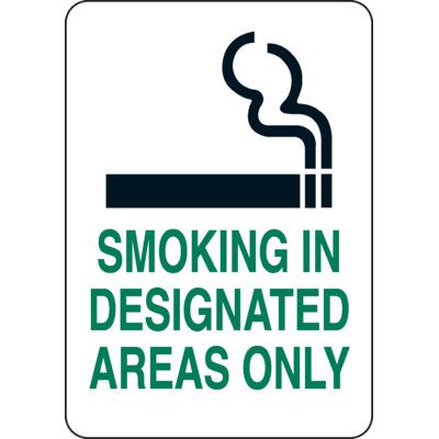 Smoking In designate Areas Only Signs