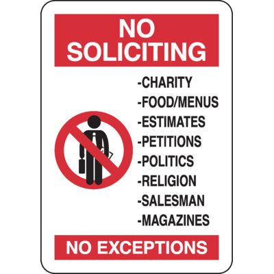 No Soliciting No Exception - Visitor Signs
