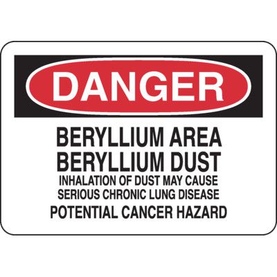 Beryllium Area Beryllium Dust - Chemical Warning Signs